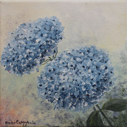 hortensie bl�te blau Haike Espenhain malerei