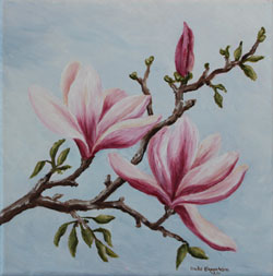 magnolienblüte kleines format ölbild set haike espenhain