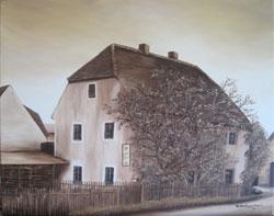 altes haus ölbild