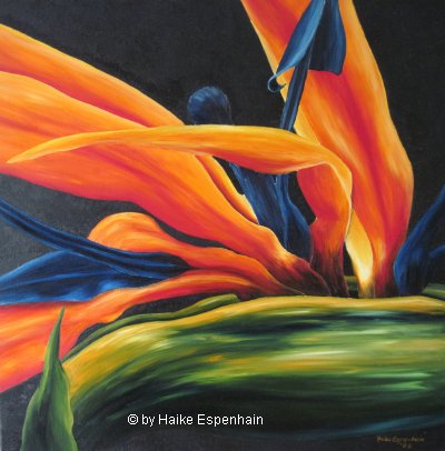 Blütenstücke - Strelitzie Öl auf Leinwand, 60 x 60