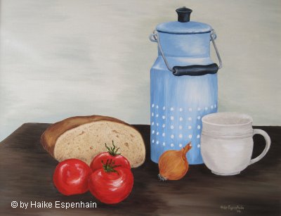 Frühstückszeit - Stilleben mit Büchern und Apfel